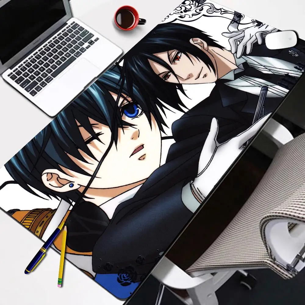 

Коврик для мыши «Черный дворецкий» в стиле аниме, большой игровой коврик для мыши LockEdge, утолщенный коврик для компьютерной клавиатуры, настольный коврик XXL, коврик для геймерской мыши 90x40