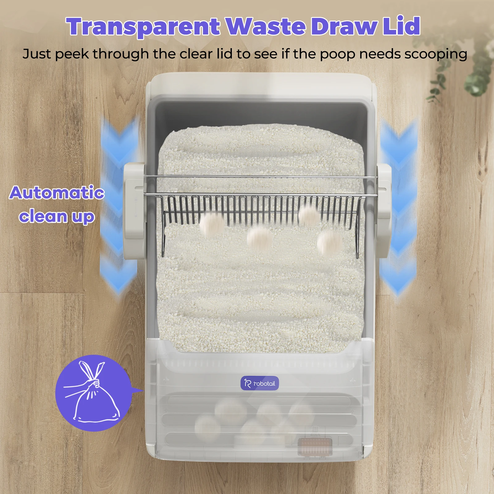 Open Automatic Cat Litter Box with Smart App, Self-Cleaning, Leak-Proof &  Spacious for Large Cats,UBEPET Robotail C32 - AliExpress 15