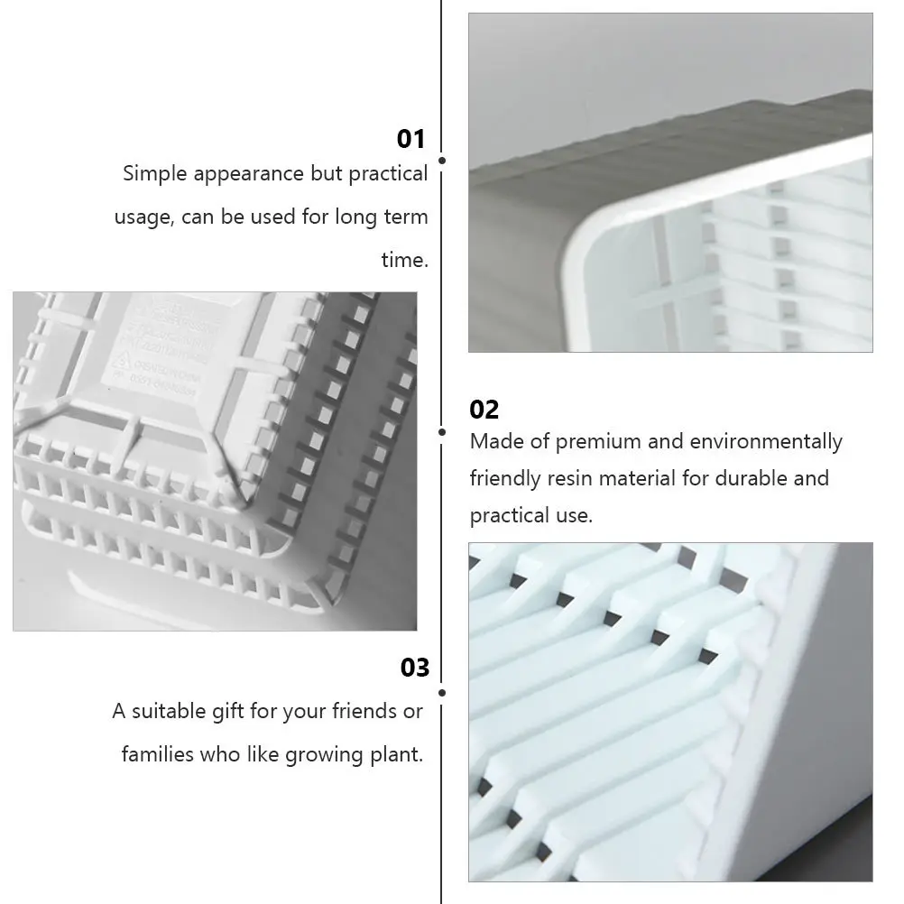 

1Pc Plastic Square Flowerpot Breathable Succulent Planter Simple Chic Home Decor Creative Plant Holder Garden Resin Pot