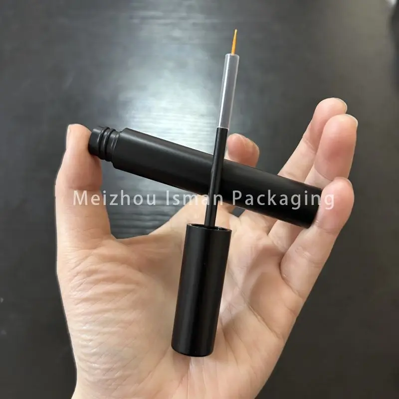 50Pcs round all black eyeliner bottle cosmetic lip gloss packaging makeup mascara container wand tubes with brush 4ml