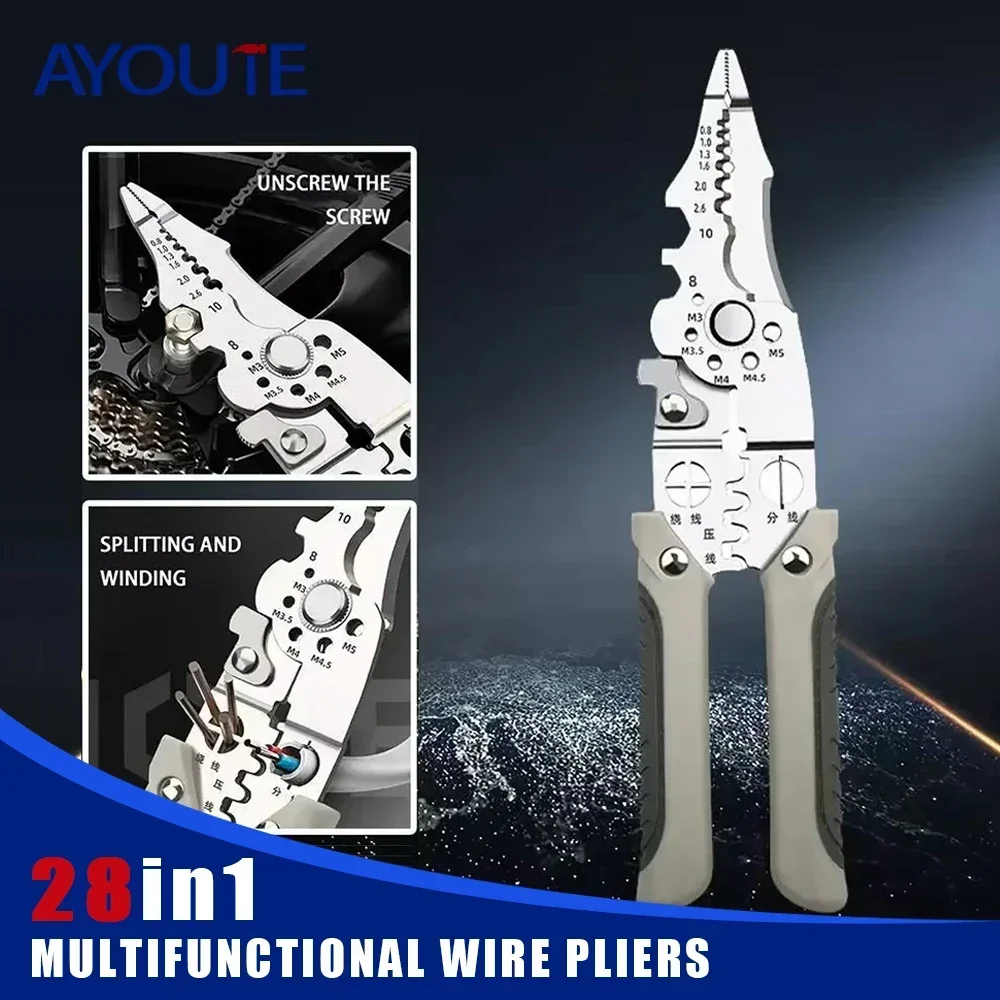 

Crimper Cable Cutter Adjustable Automatic Wire Stripper Multifunctional Stripping Crimping Pliers Terminal Hand Tool