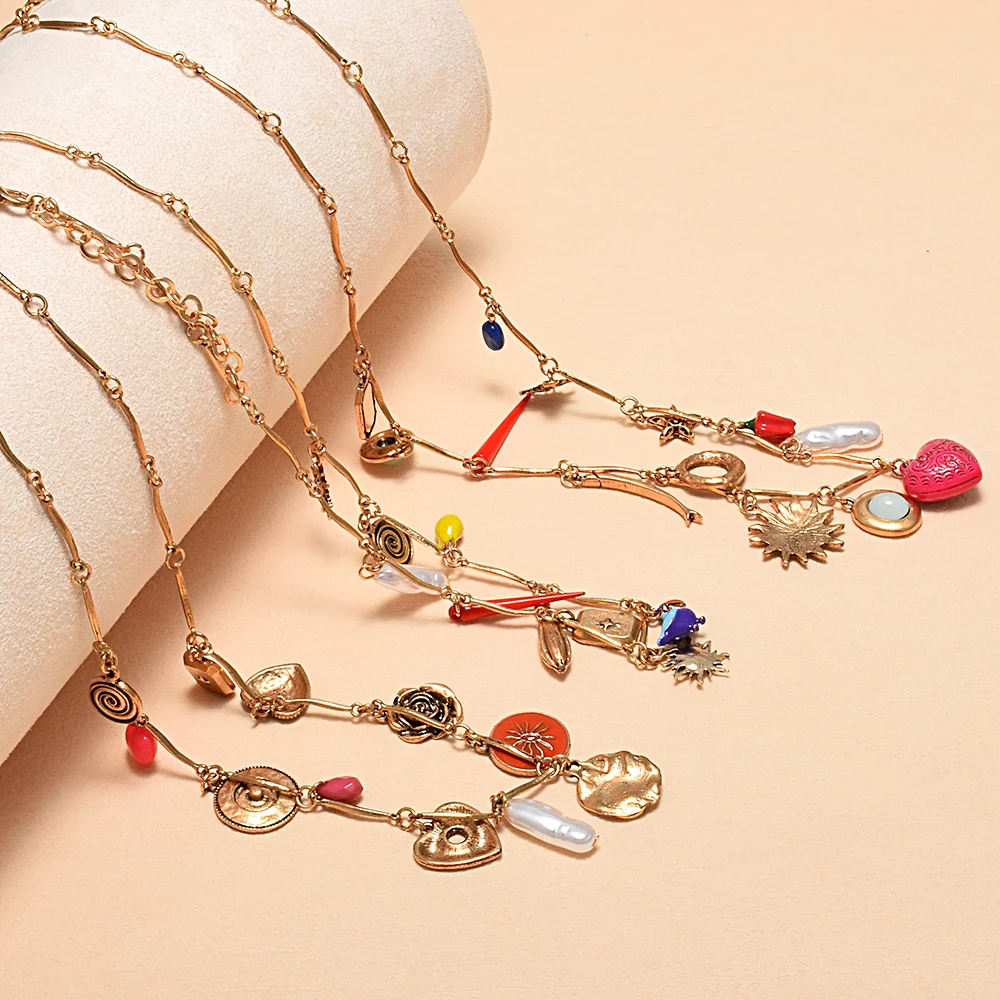 

Bohemian Ethnic Pendants Multilayer Necklaces Long Chain Statement Necklace For Women Vacation Luxury Jewelry