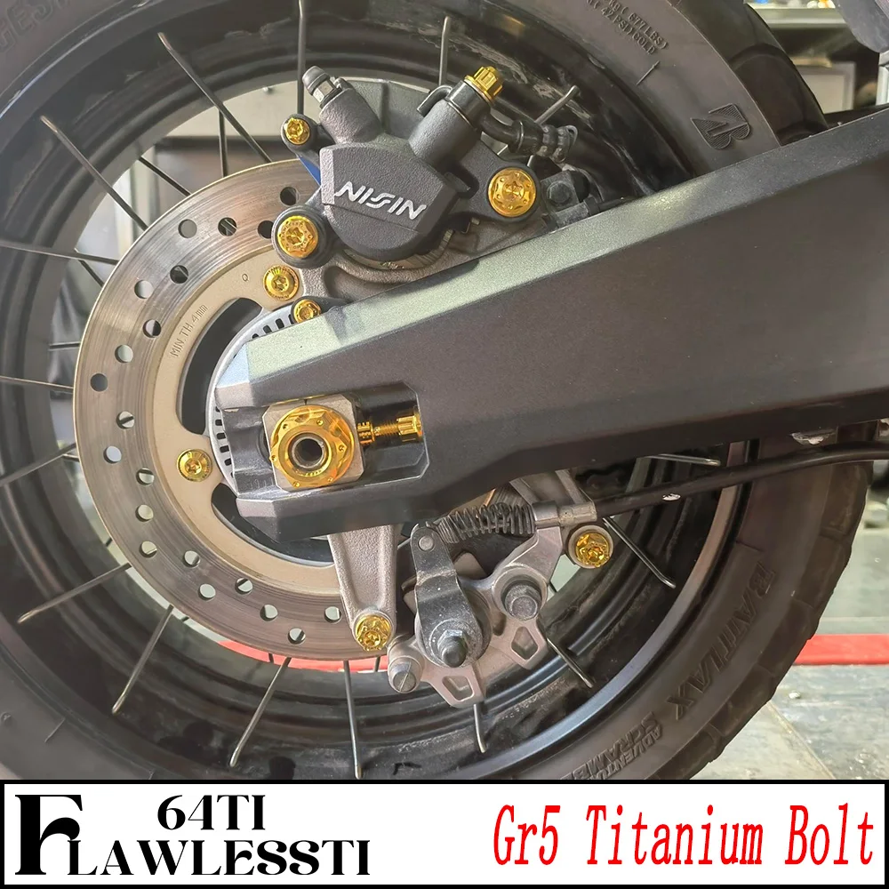 FLAWLESSTI Gr5 Titanium Bolt Rear Caliper Parking Brake Pump Pipe Brake Disc Chain Adjust Shock Bolt Rear Axle Nut For X-ADV 750