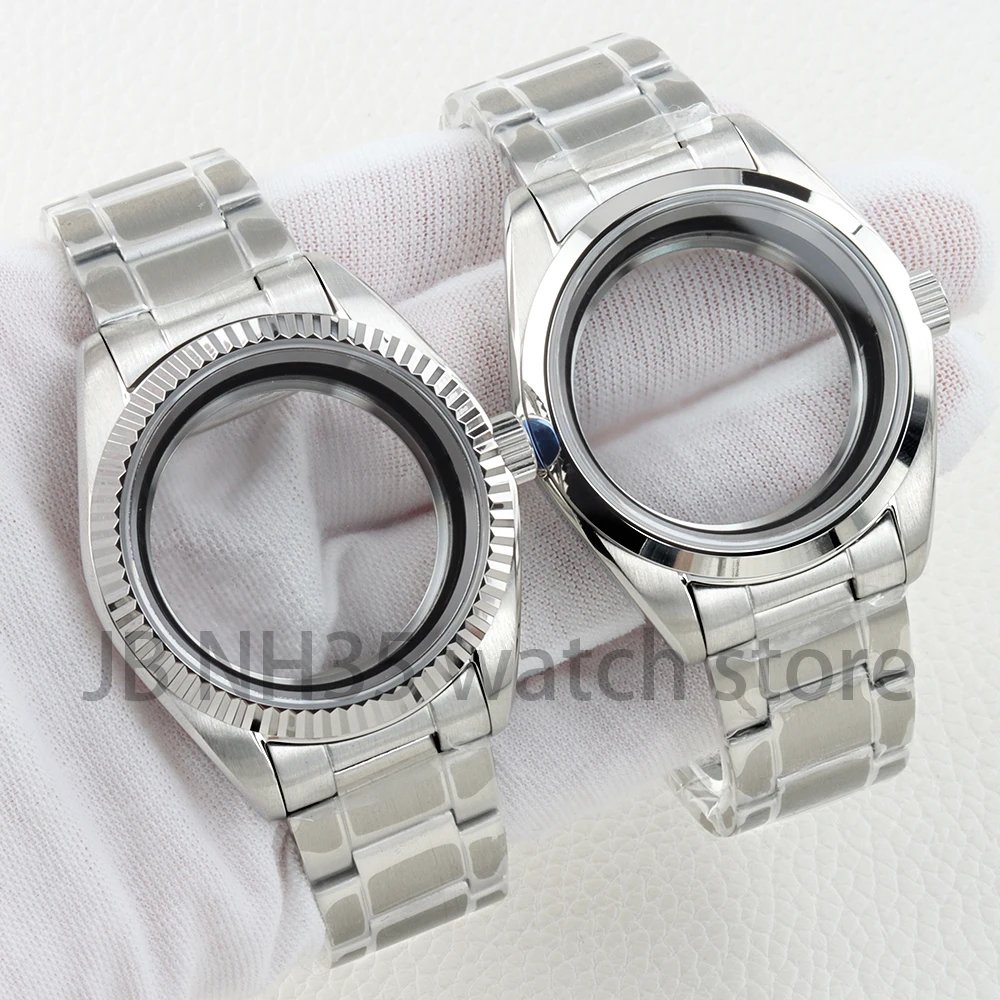 

38mm NH35 Watch Case Sapphire Glass Solid 316L Stainless Brushed Bracelet for Seiko NH35 NH36 4R 7S Movement Seamaster 31mm Dial