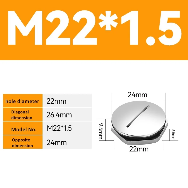 Messing Vernikkeld Metaal Buiten Zeshoekige Waterdichte Plug Ronde Afdichting Eendraad Plug Metrisch M20 PG Type Gevulde Cover