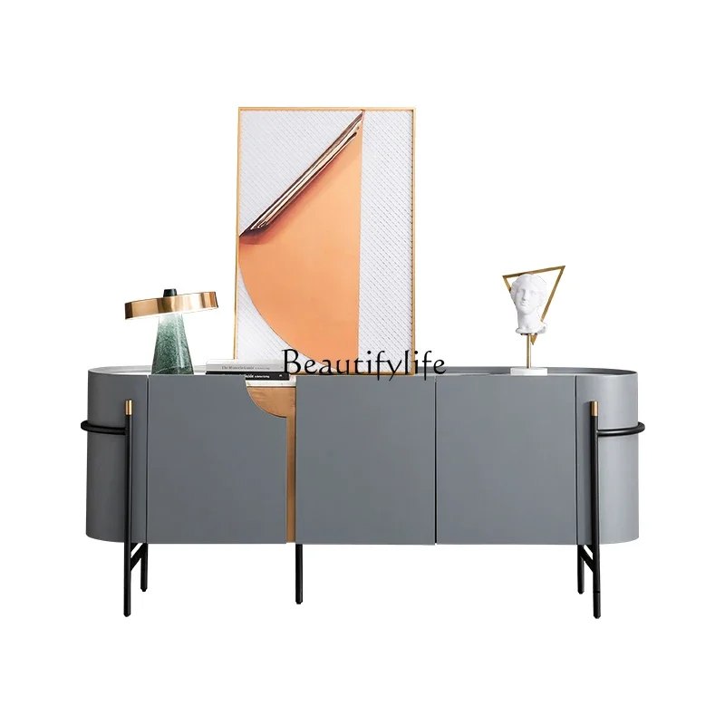 

Modern light luxury locker Italian minimalist marble side cabinet