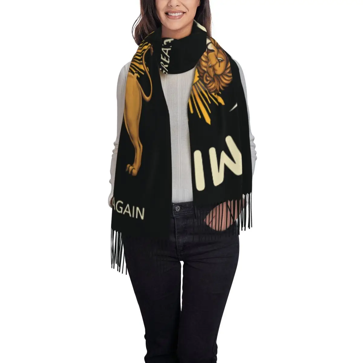 Keep Warm Scarf Winter Make Iran Great Again Shawls and Wrap Iranian National Emblem Gold Lion Foulard Womens Large Scarves