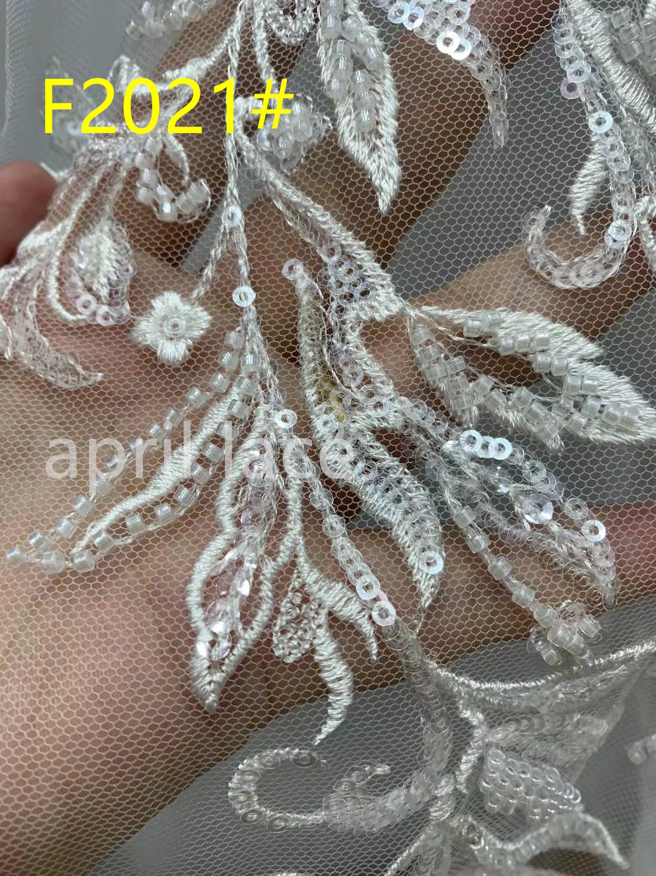 2024 London African  Lady F2021 # Offwhite Flower Beads Sequin  Flower April 5Yards Bridal Wedding Haute Couture Lace  Fabric