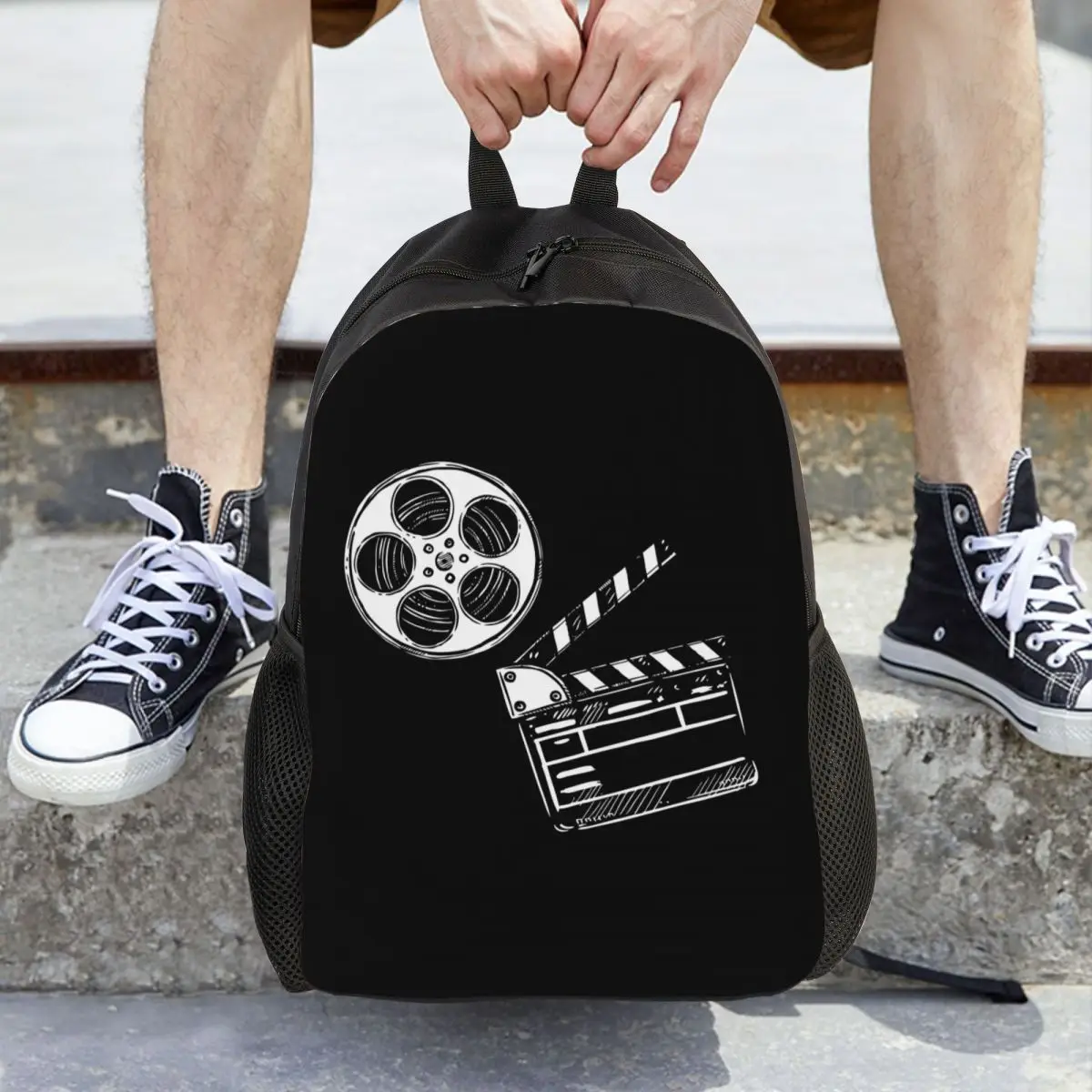 

Movies, Film And Clapperboard Backpack Hot Sale Daypack Large Capacity Boys Girls BookBag School Bag Shoulder Bags for Men Women
