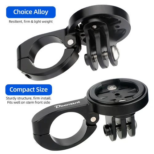 Imagen 2 del producto Soporte para ordenador de bicicleta Deemount, soporte TT para manillar, velocímetro, incluido. 3 adaptadores para GARMIN Bryton Wahoo se adapta a la cámara GoPro