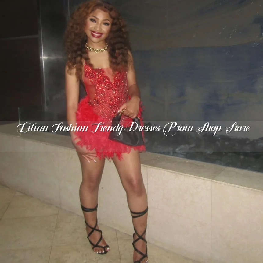 Custom Diamante Short Cocktail Dresses Gorgeous Crystal Rhinestone Beaded Appliques Black Girls Birthday Queen Dresses فستان