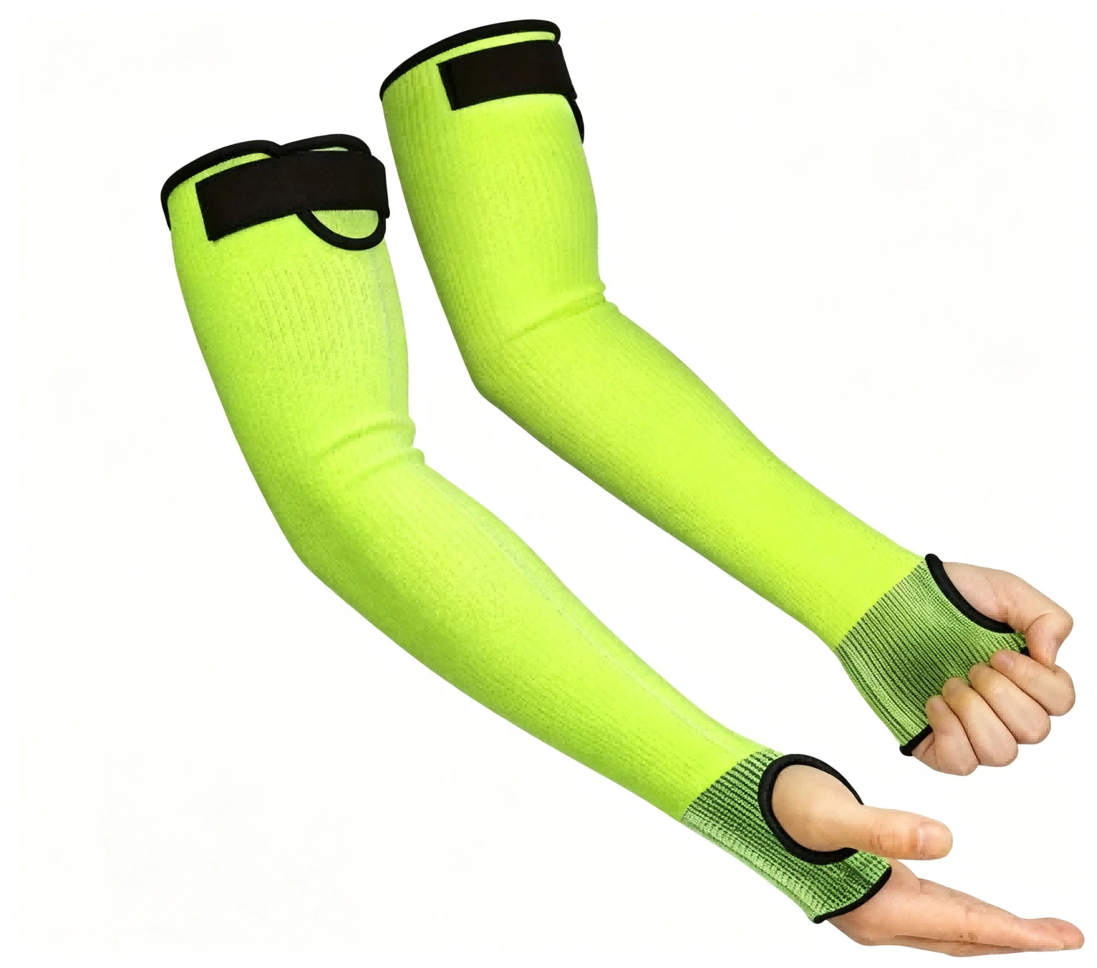 Industrial Fluorescent Yellow Protection Sleeves HPPE Fiber Material for Abrasion and Cut Resistance 45x13.5cm
