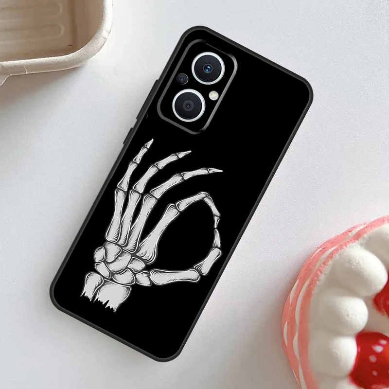 Skeleton Middle Finger Case For OPPO Reno 11 F 10 Pro 4Z 5Z 8T 4 5 6 7 8 Lite OPPO Find X6 Pro X2 X3 X5 Lite Cover