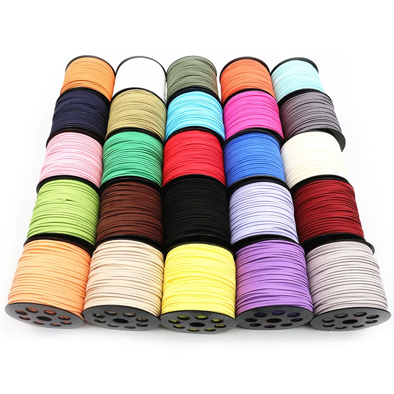 10m/lot 2.5mm Flat Faux Suede Braided Cord Korean Velvet Leather Thread String Rope For DIY Necklace Jewelry Making Supplies