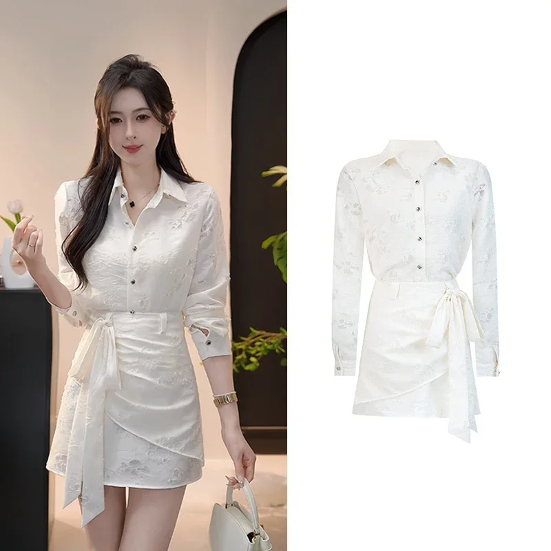 

Женский весенний новый элегантный офисный женский топ, корейская длинная юбка трапециевидной формы с высокой талией, модный женский комплект из двух предметов во французском стиле