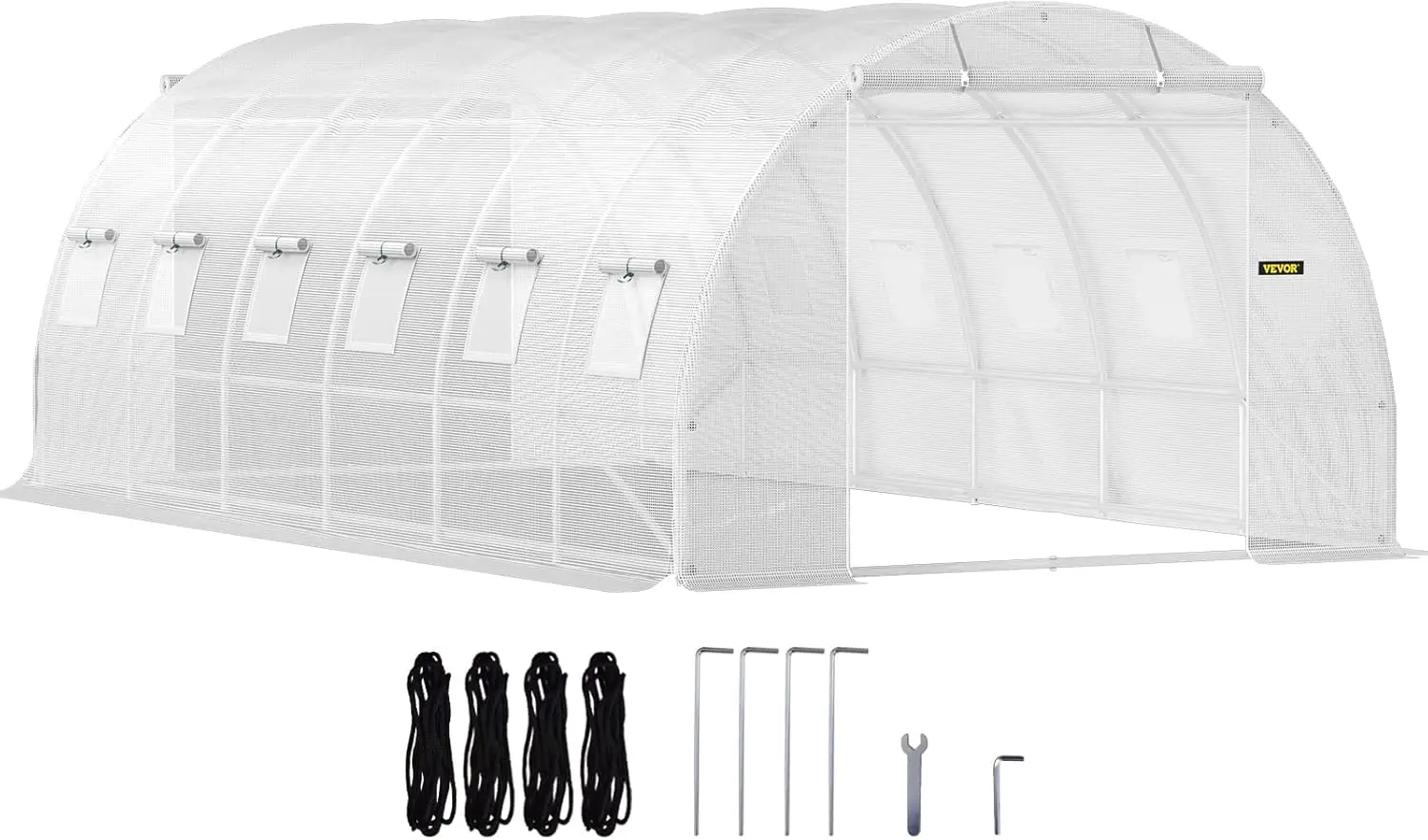 20 x 10 x 7 ft Walk-in Tunnel Greenhouse Portable Plant Hot House w/ Galvanized Steel Hoops 3 Top Beams Diagonal Poles