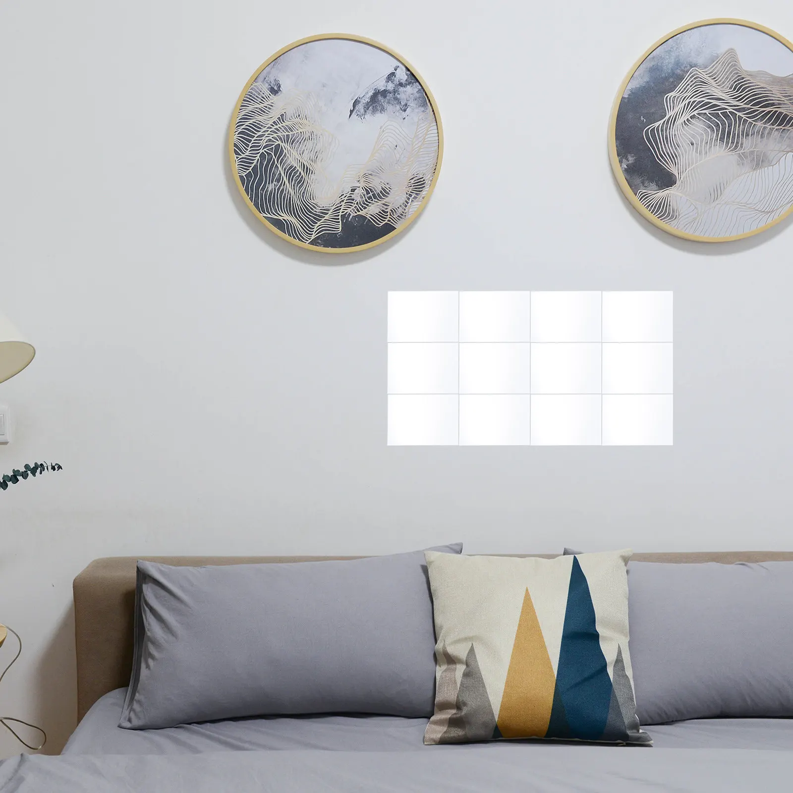 8Pcs Shatterproof Mirror Sheets Rectangle Adhesive Wall Stickers DIY Mirror Effect Decals Living Room Bedroom Decoration