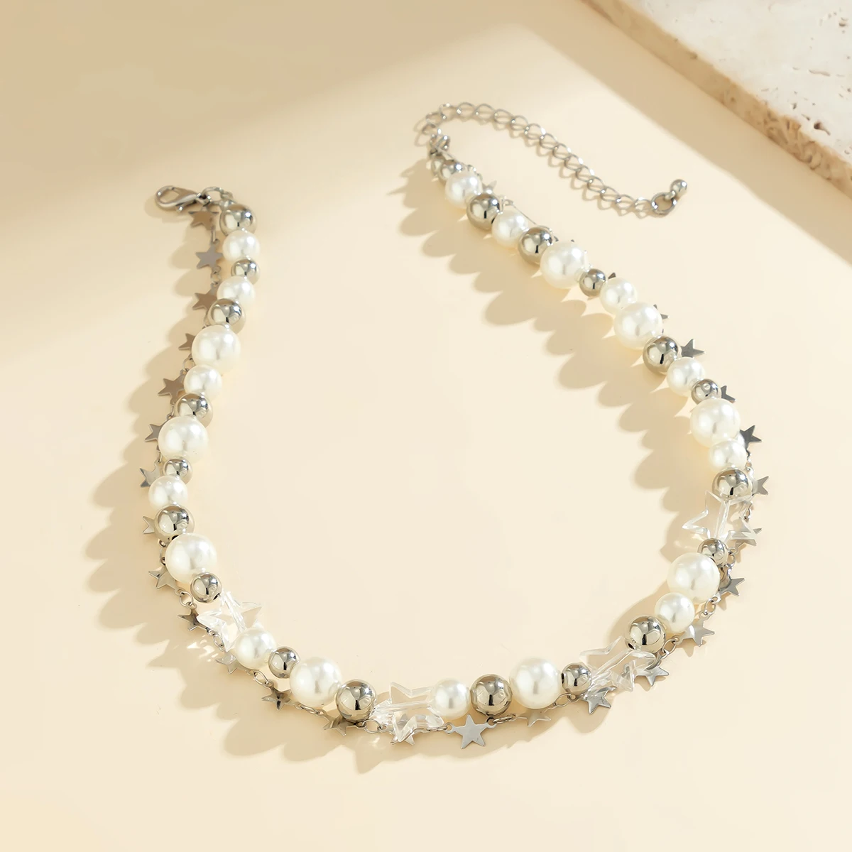 Imitation Pearl and CCB Beads with Stars Short Choker Necklace for Women Trendy Collar on Neck 2023 Fashion Jewelry Accessories