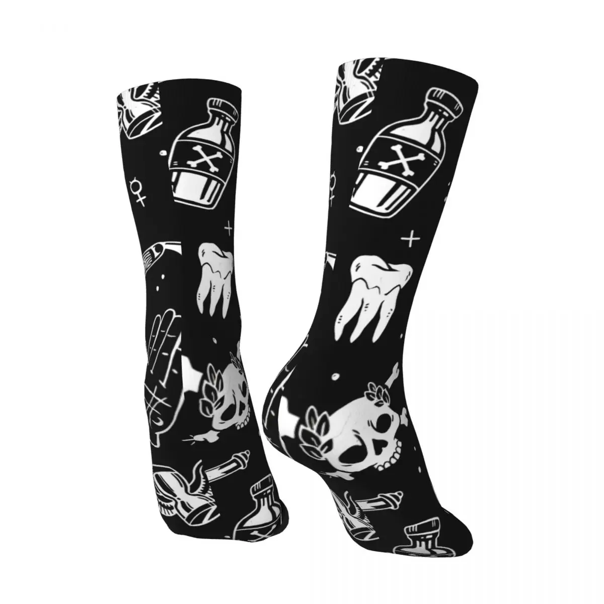 Crazy compression A Few Macabre Things Sock for Men Vintage Seamless Pattern Crew Sock Novelty