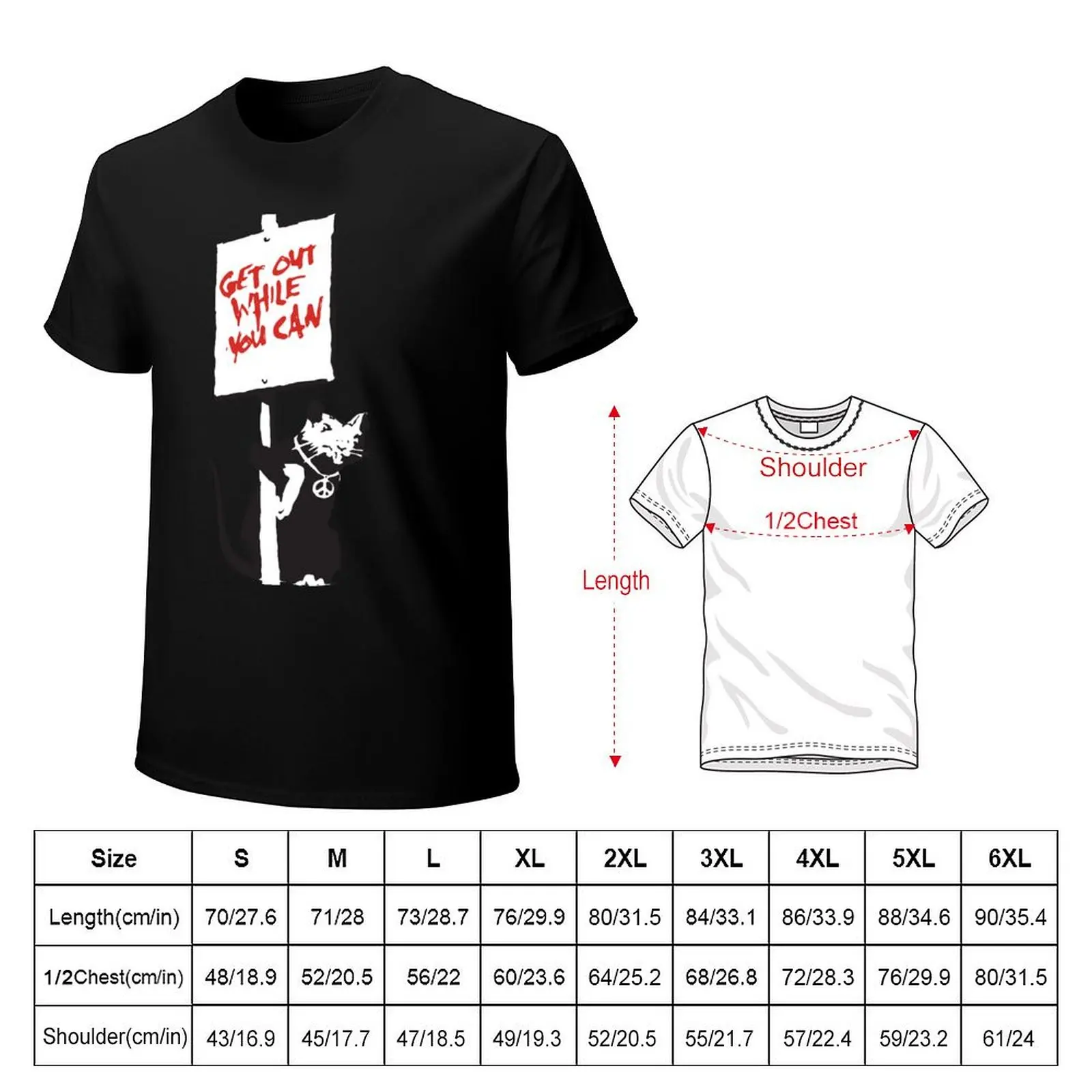 Banksy Quote rat with sign Get Out While You Can Graffiti Street art Peace symbol necklace HD T-Shirt