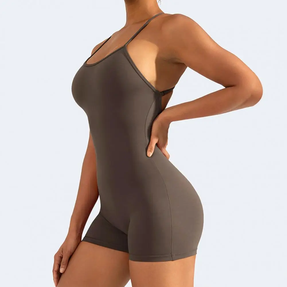 Butt Lifting Romper Women’s Summer Yoga Romper Back Activewear High Elasticity Skinny Soft Breathable Fitness Shorts