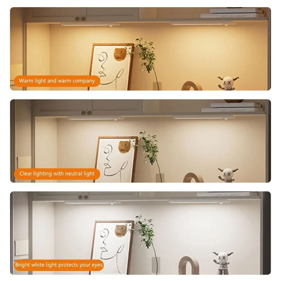 LED Motion Sensor Light Wireless Night Light Rechargeable Cabinet Lights For Kitchen Cabinet Bedroom Wardrobe Indoor Lighting