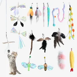 Pet Cat Replacement Head  Toy Telescopic Cat Stick Plush Feather Teasing Cat Teaser Stick Replace Head Insect Pet Supplies