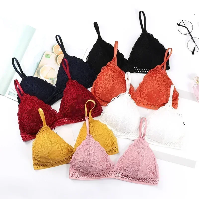 Lace Bralette Push Up Bra Women Sexy Lingerie Wire Free Brassiere Female Lace Underwear Backless Pus
