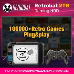 JMachen Hyper Base RB 2TB Gaming HDD Retrobat OS Retro Game Console with 100000+ Retro Games for PS2/PS1/Wii/PSP/N64/MAME/DC/SS