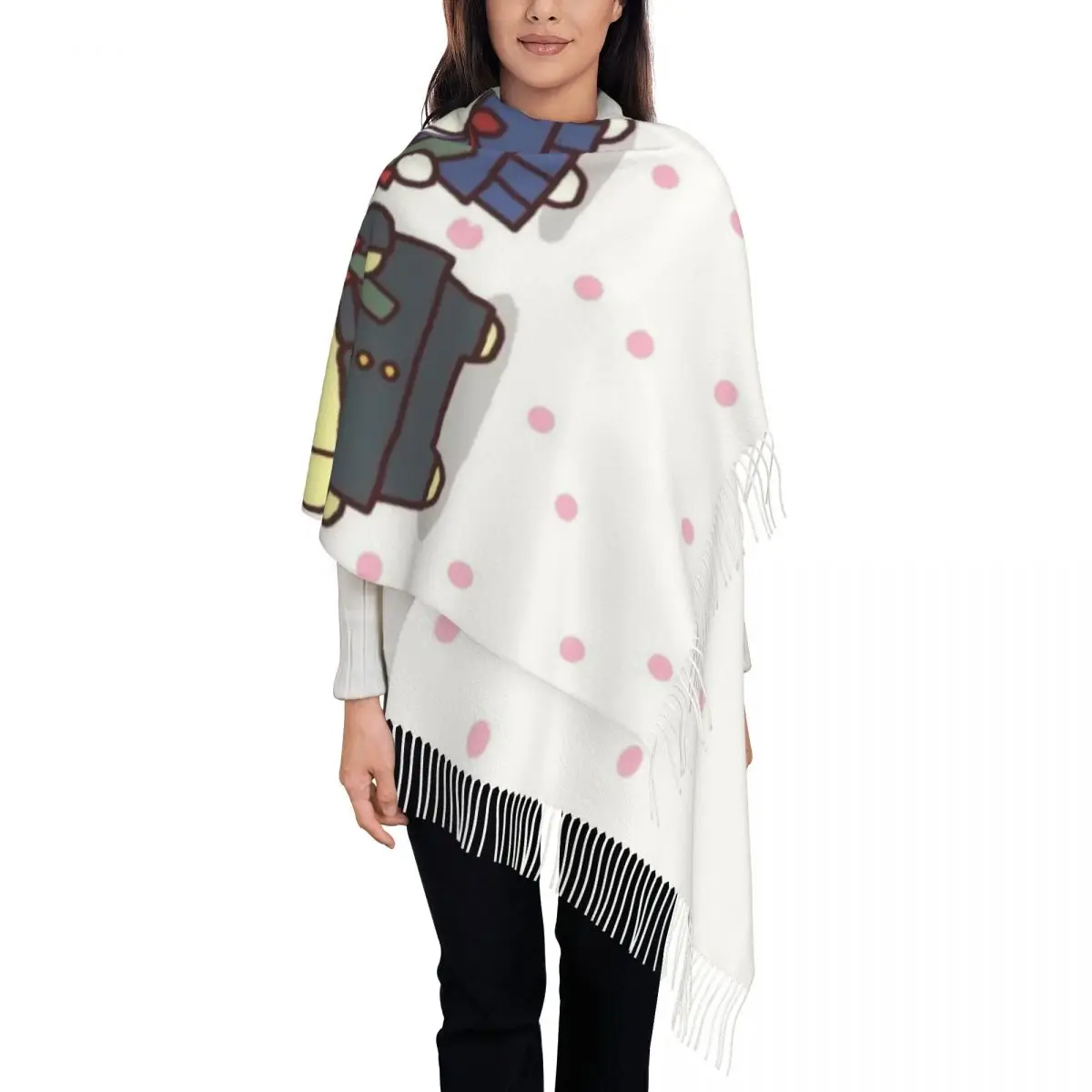 

Custom Pompompurin Cartoon Scarf Wrap Women Long Winter Fall Warm Tassel Shawl Unisex Scarves