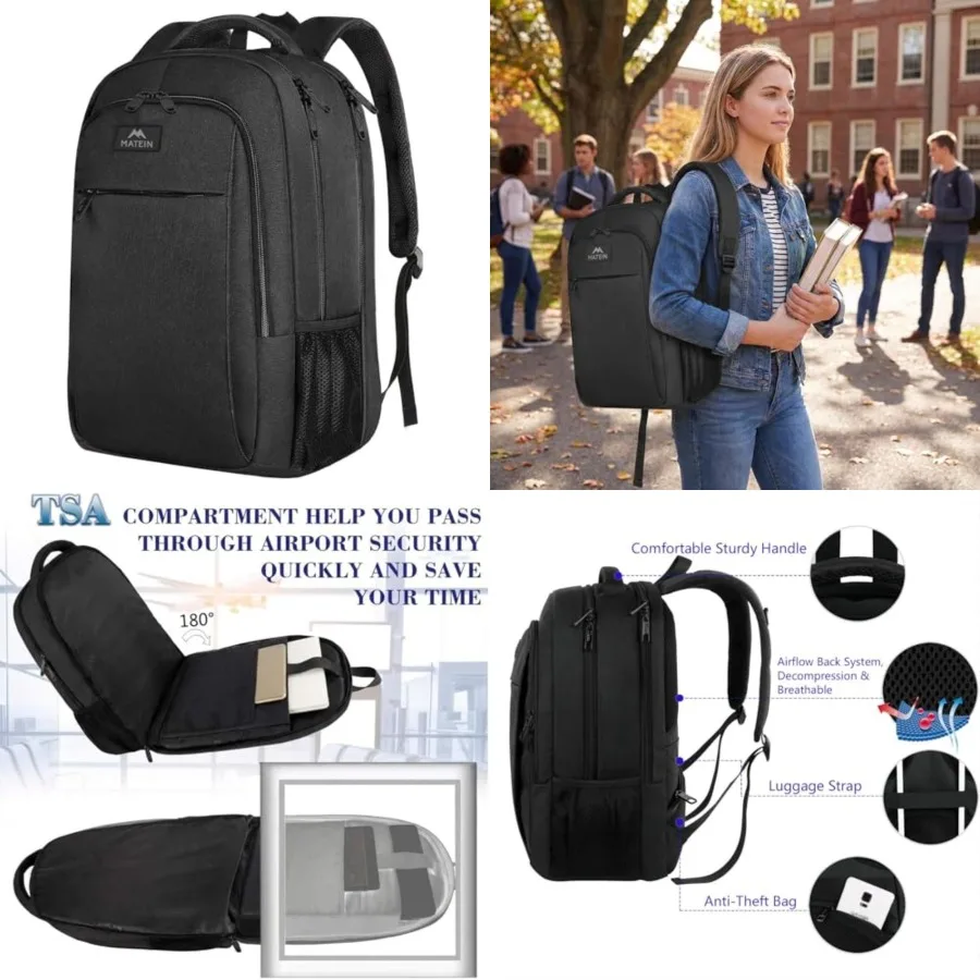 

Extra Large Travel Backpack, TSA Friendly.4 Laptop Backpack, Anti Theft Flight Approved Busess Work College Computer Backpack B