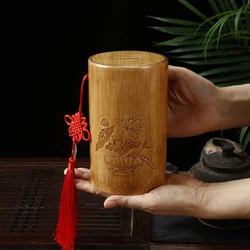 Bamboo Piggy Bank Home Decor Room Change Jar Storage Canister Decorations Reliable Dating