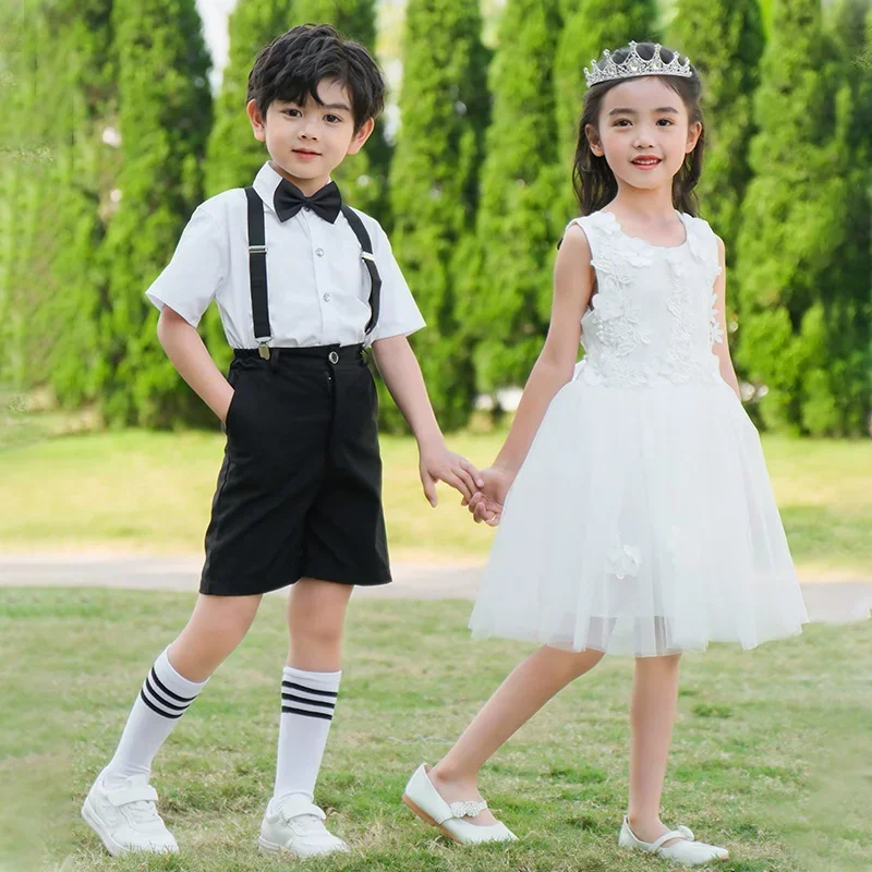 Children's Performance Clothing for Children's of Kindergarten Primary School Choir Performance Clothing for Girls uniform tie