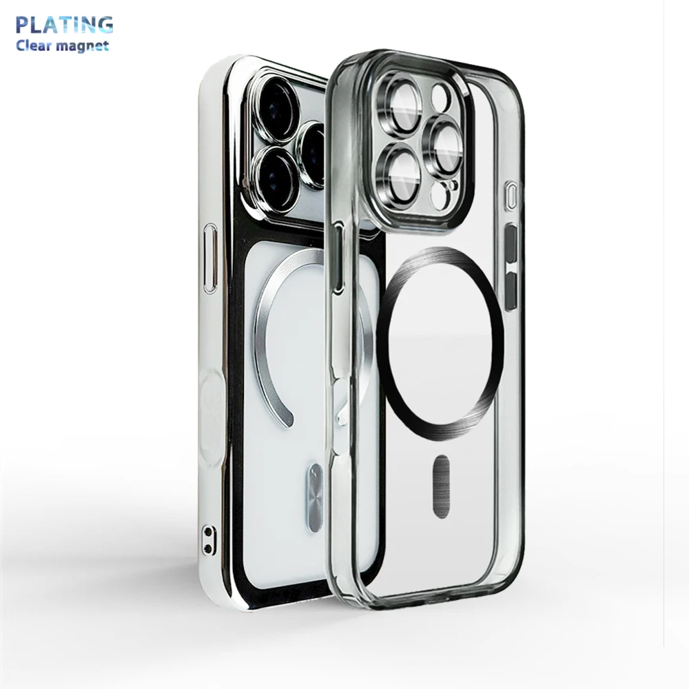 Magnetic Full Cover Back Protect Plating Case For Iphone 16 15 11 12 13 14 17 Pro Max Air Plus Magsafe Magnet Camera Lens Glass