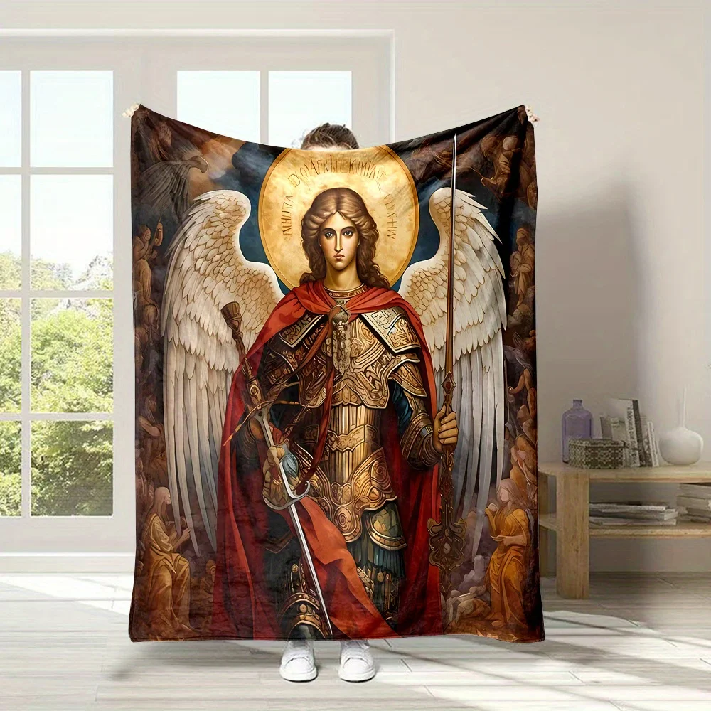 Biblical Christ Angel Tapestry Throw Blanket Religious Home Decor Spiritual Gothic Christian Art Gift For Bedroom Living Room
