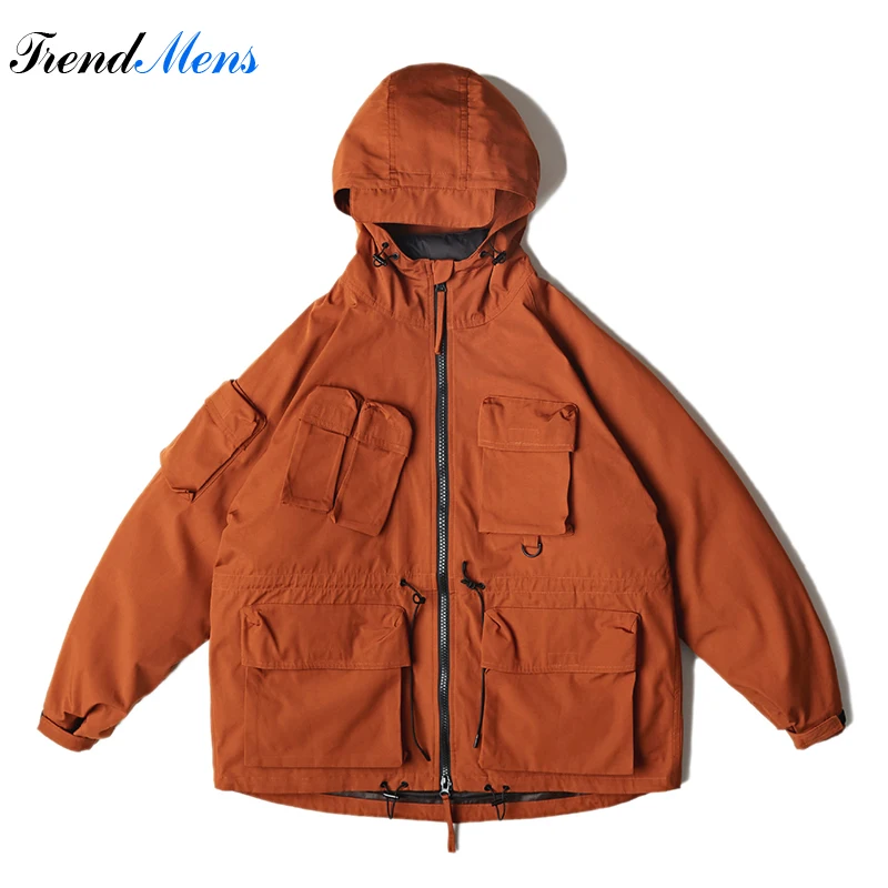 Winter 2023 New Solid color Big Pocket Hooded Down Jacket Japanese Retro Warm Outdoors Windbreak Three-in-one Down Jacket Men