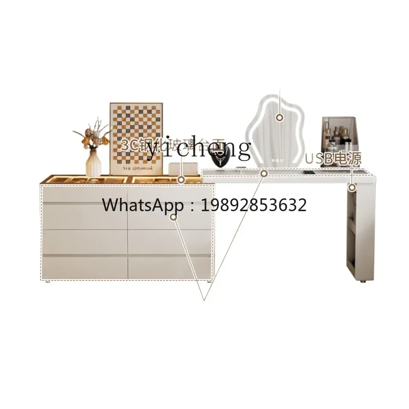TQH Modern Simple Bedroom Makeup Table Storage Desk Corner Retractable Drawer Cabinet