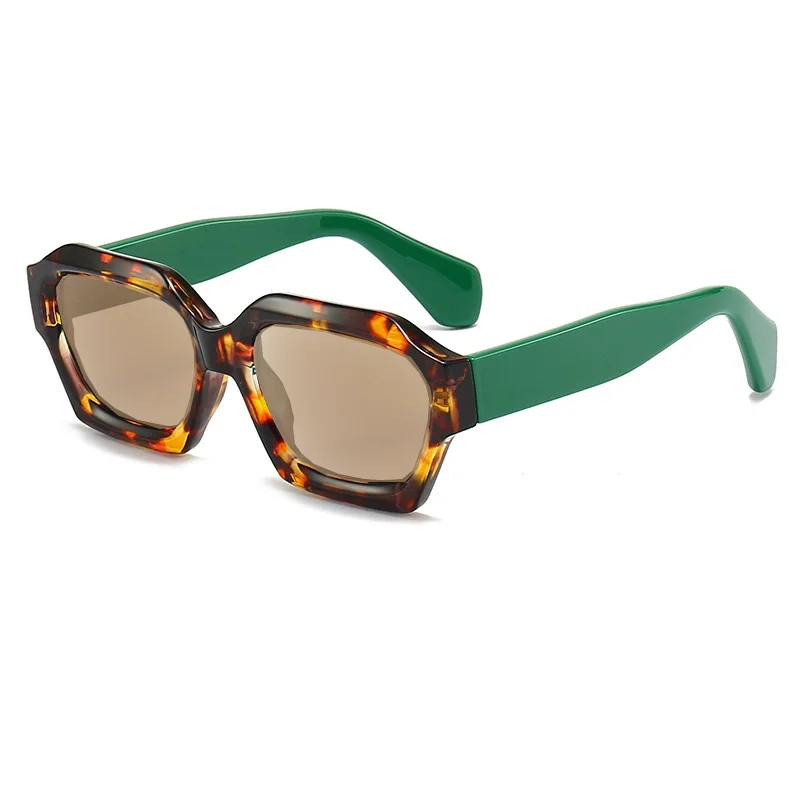 Dicker Rahmen Polygon getönter Schatten Lesebrille Herren Damen Fertige Korrektionsbrille Freizeit Outdoor Graue Sonnenbrille – Detail 11