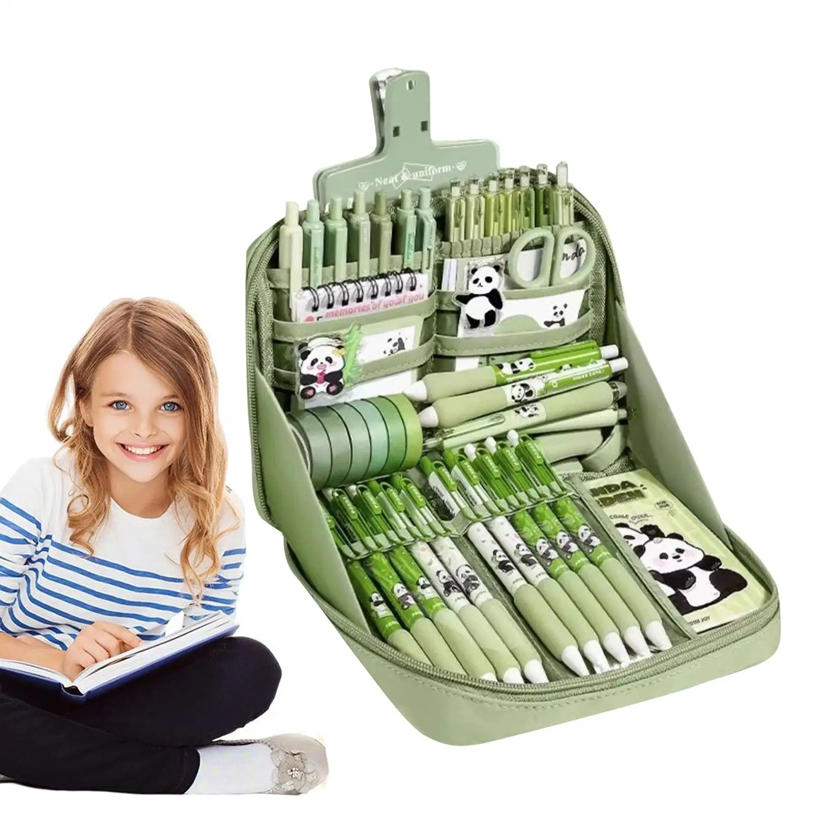 Panda Stationery Set Ruler Notebook Keychain Pens Pencil Case Tab Stickers Kit School Supplies Children's Day Birthday Gift
