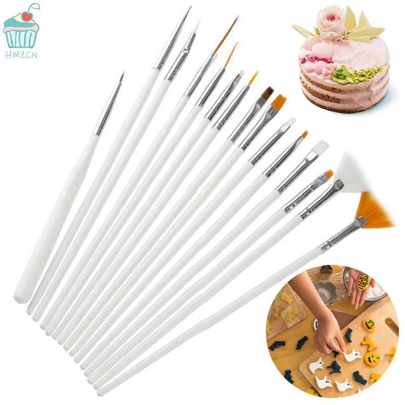 

15PCS Fondant Cake Painting Brush Cake Decorating Tools Baking Accessories Multifunction Icing Pastry Brushs Nail Art Brush Pen