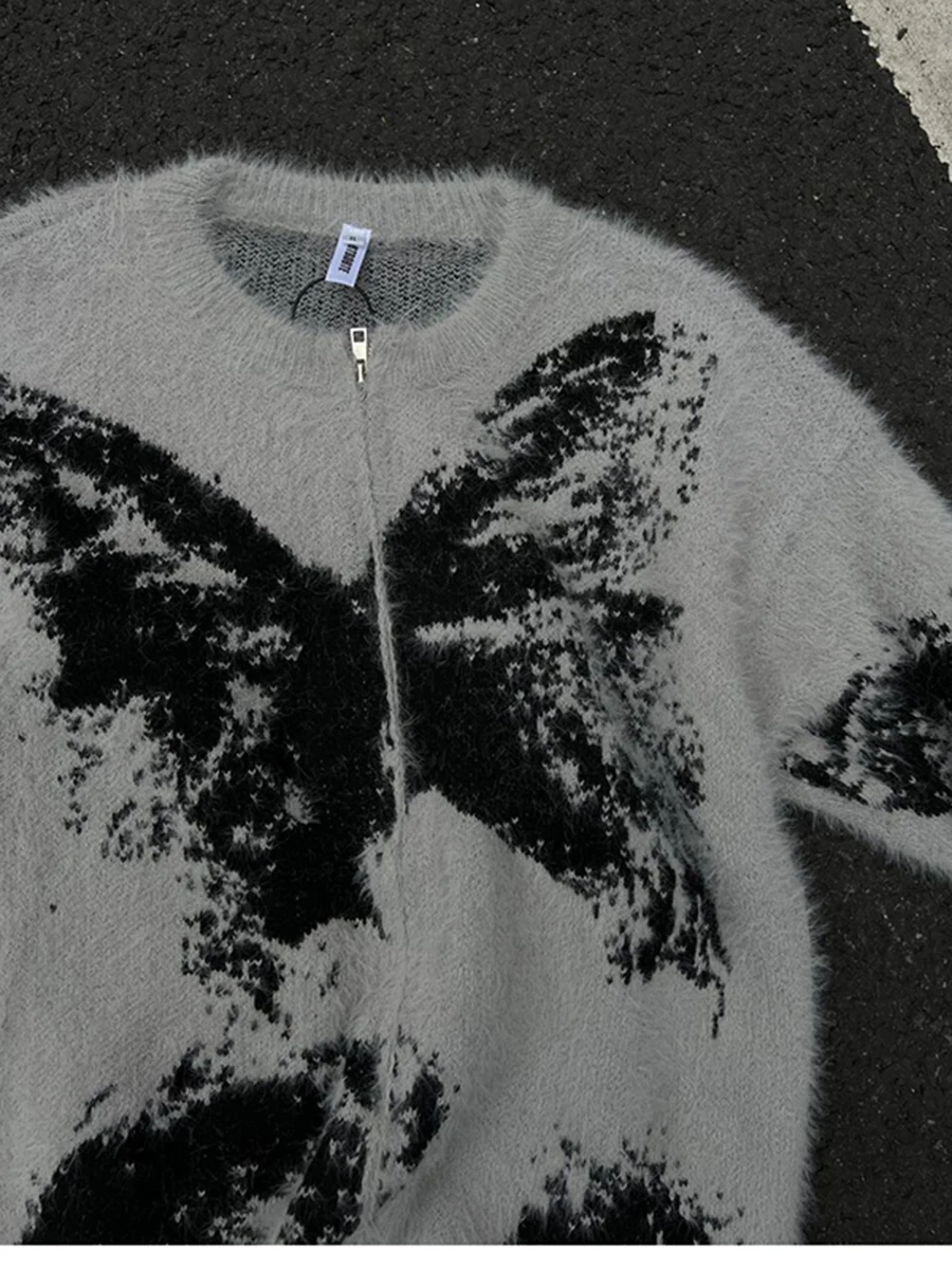 

Мужской осенне-зимний вязаный свитер на молнии с узором, кардиган из мягкого комфортного полиэстера, повседневная верхняя одежда