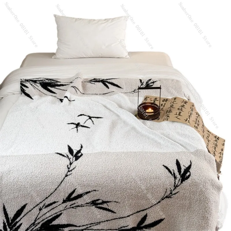 Soft Multifunction Knitted Flannel Throw Blanket Half Velvet Cozy Bed Cover Sofa Leisure Plaid Office Nap Blanket Student