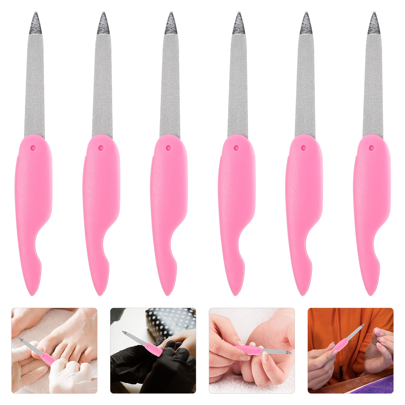 

6pcs Nail File Mini Bird Foldable Boards Water Washable Sanding Manicure Tools Stainless Steel Cute Design Reusable