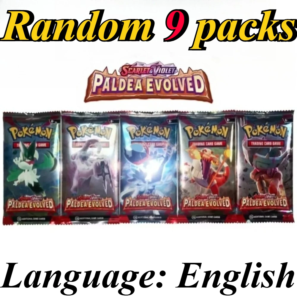 9 Packungen Pokémon-Kartenpakete Bright Stars Prismatic Evolutions, PALDEAN FATES, Englische Erweiterungspakete, Battle Transaction Card Geschenkset – Detail 19