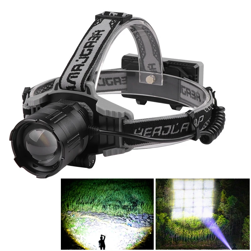 Nice Zoomable XHP160 HeadLamp TYPE-C Rechargeable Strong Light Display Headlight 30W White Laser Headlight For Fishing Camping
