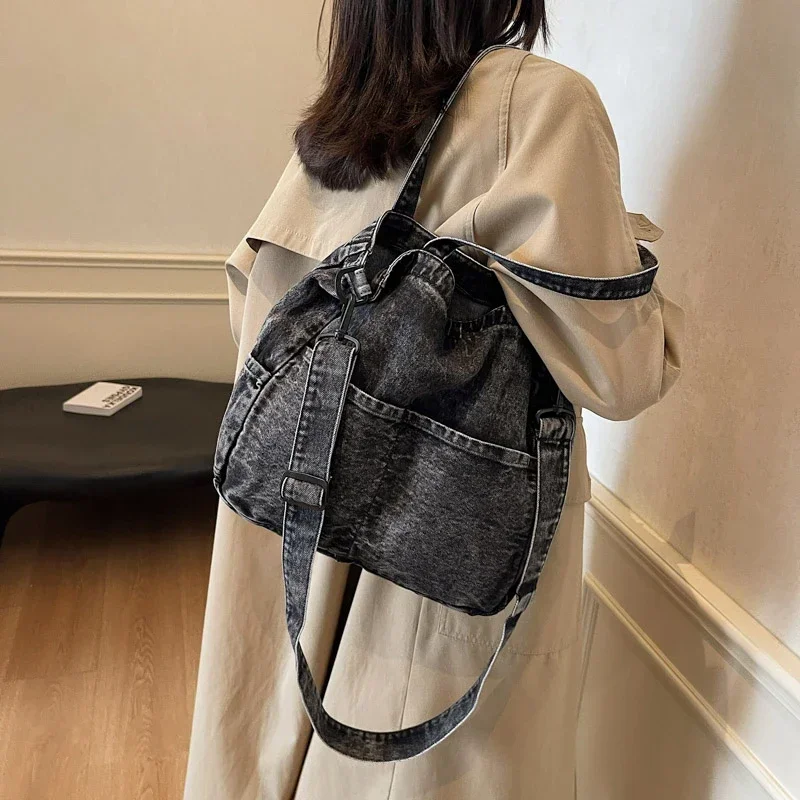 

College Student Class Bag Female 2024 New Commuting Fashion Leisure Denim Shoulder Bag Large Capacity Tote Bag Tragetasche Sac