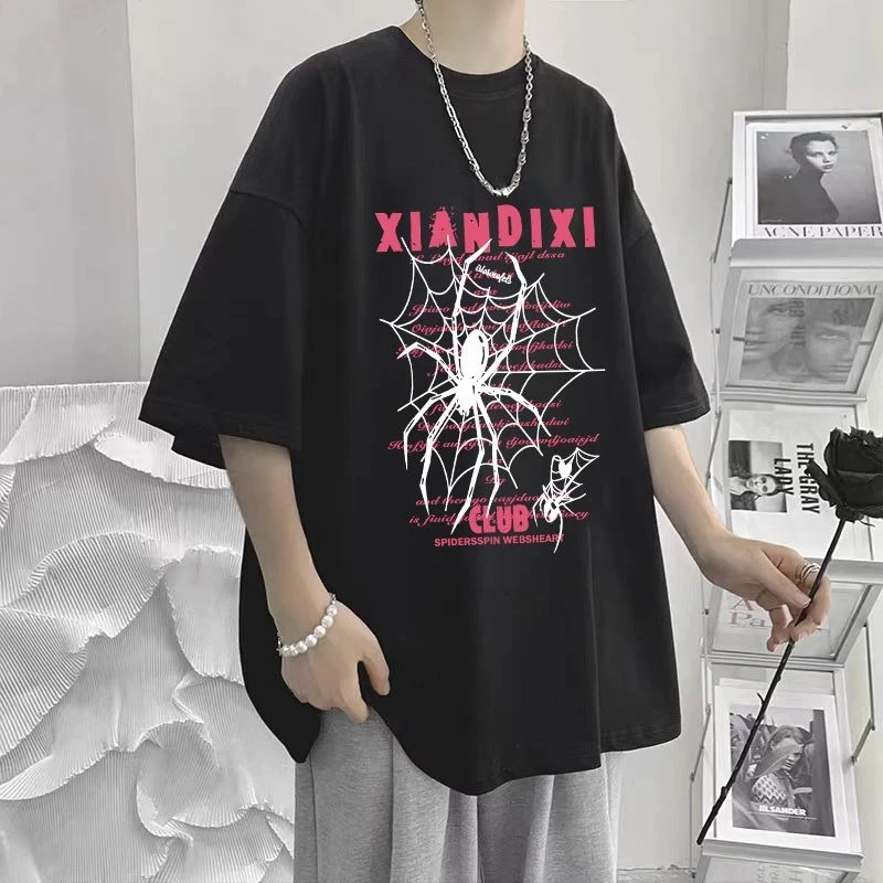 مجموعة تي شيرت Marvel Spiderman Boys Summer Fashion Trends Cartoon Anime Pattern Soft Casual Loose Jeans متعددة الاستخدامات بأكمام قصيرة