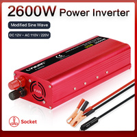 DC 12V TO AC 110V/220V Power Inverter 1500W/2000W/2600W Modified Sine Wave Converter 50Hz 60Hz Dual USB Car Adapter Inverter