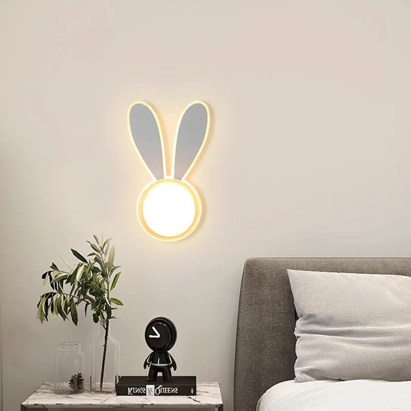 Wall Lamp LED Bedroom Lamp Creative Children's room Bedside Lamp Modern Simple Network Red Nordic Bedroom Rabbit Wall Lamp