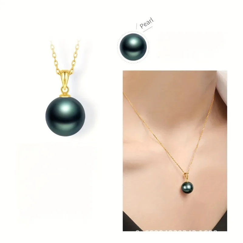

HQ Fashion Green/Grey Pearl Pendant Necklaces for Women Simple Vintage Choker Plated 18K Gold Necklace Collarbone Chain Jewelry